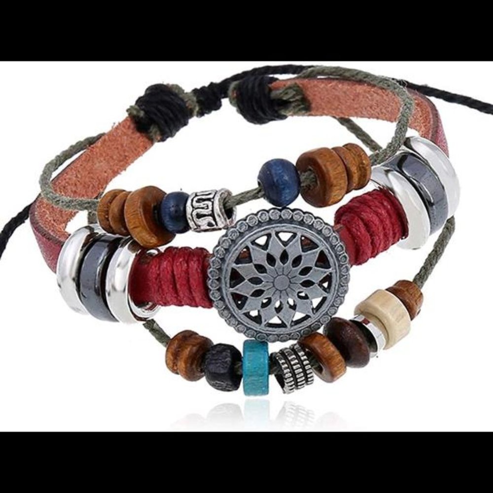 Vintage Red Bohemia Beaded Braceled Multilayer Hand Woven Wristbands